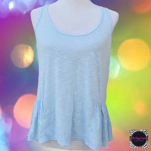 Michael Stars Round Neck Ruffle Hem Slub Tank Top NWT - Picture 2 of 9